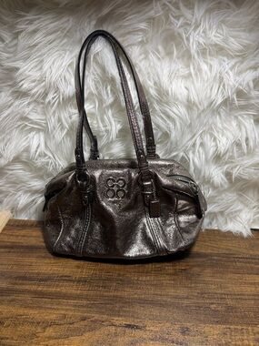 Coach Metallic Dark Brown Leather Shoulder Bag
